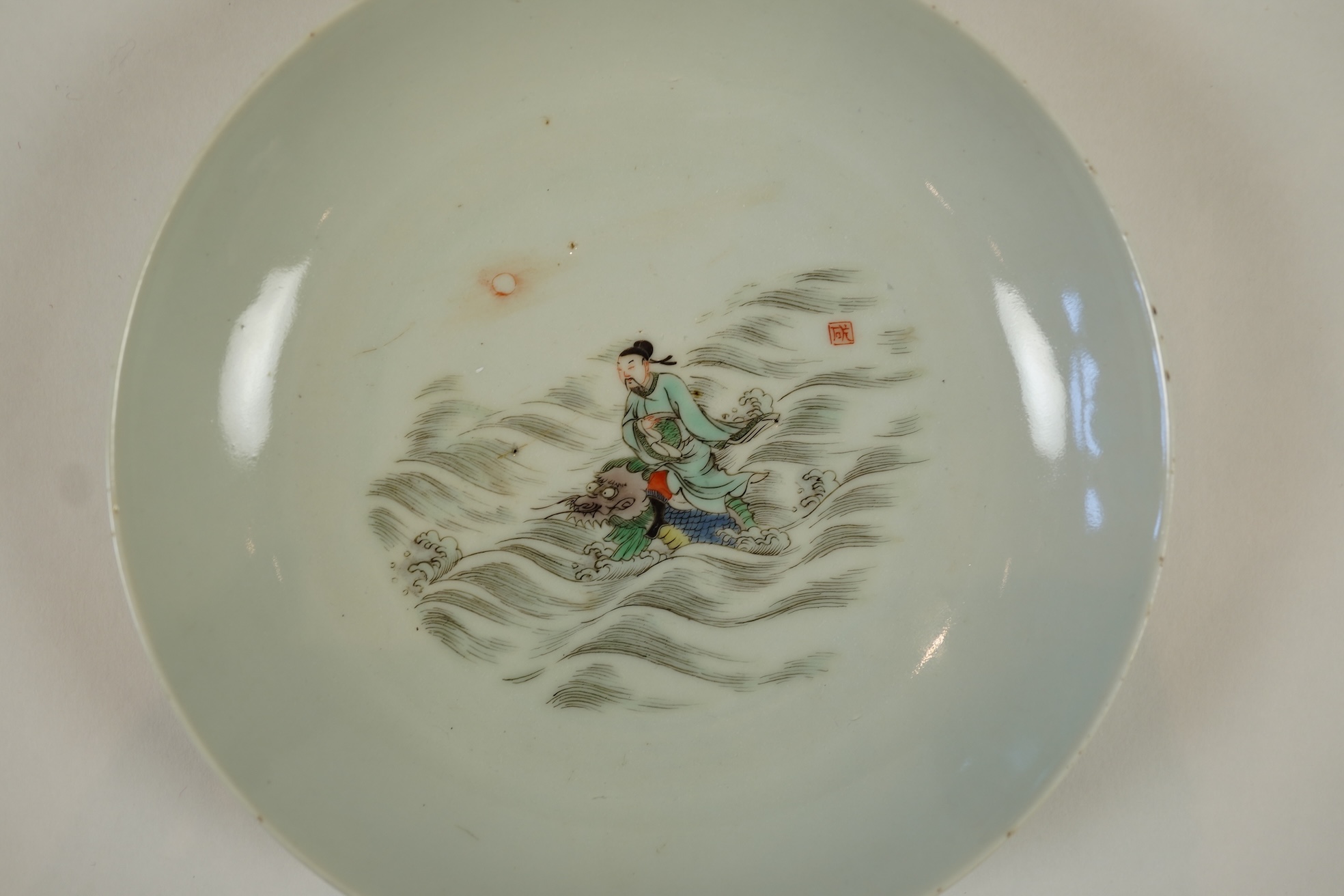 A Chinese famille verte dish, Xuande mark but later